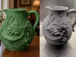 Green Frog Lily Pond Pitcher Vase