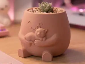"Cleo" - Cute Cat Hug Planter Pot