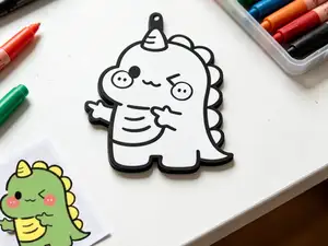小恐龙涂色画挂件-DIY涂鸦填色手工卡-儿童涂色画画玩具
