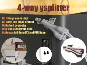 4-way PTFE splitter - no hardware necessary
