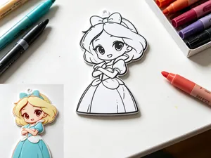 白雪公主涂色画挂件-DIY涂鸦填色手工卡-儿童涂色画画玩具