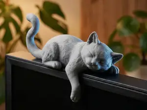 Purr-fect Monitor Companion - Cozy Sleeping Cat