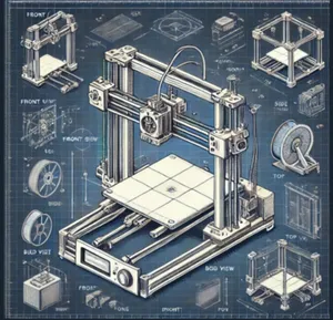 3D Printer Stilized Blueprint - Hueforge