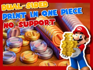 Dual-Sided Super Mario Coin(No Glue, No Support)