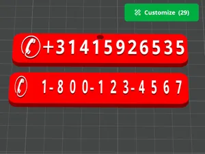 Phone Number Plate Generator OpenSCAD Customizable