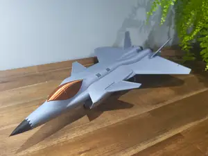 Fighter jet with cockpit & rotating wheels