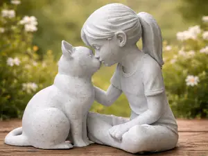 Gentle Bond – Girl and Cat Figurine