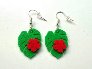 pendientes monstera + hibisco
