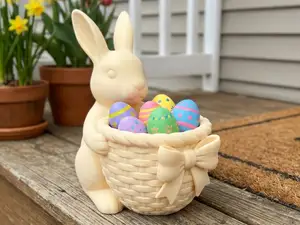 Easter Bunny Basket Catchall Coquette Ribbon Bow 
