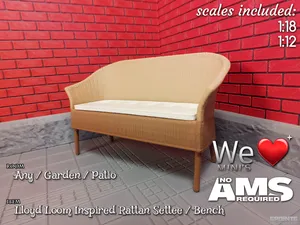 WLM - Lloyd Loom Inspired Rattan Settee Bench