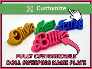 Cute Doll Font Customizable Sweeping Nameplate
