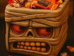 Mummy Halloween Candy Basket / Holder / Planter