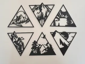 Wall Art - Mountain , tree and Sun ( 6 trays ) 
