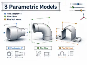 Parametric Pipe connectors, and mounts - OpenSCAD