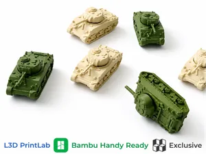 Mini M4 Sherman Tank 1/200 Scale By L3D PrintLab