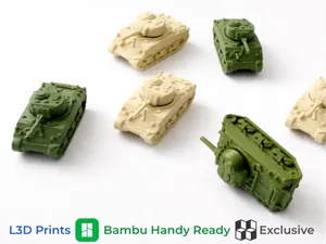 Mini M4 Sherman Tank 1/200 Scale By L3D Prints