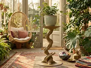 Natural Wooden Stick Plant Pot Stand Pedestal