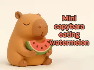 Mini Cute Capybara Eating Watermelon
