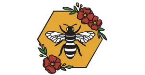Bee in honeycomb