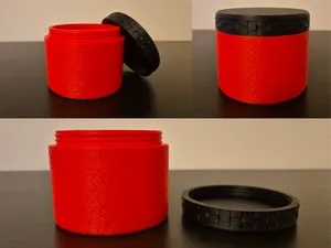 Round storage dose with threaded lid