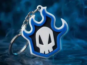 Blue Flame Skull Keychain - Bleach Anime