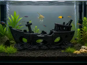 Barco naufragado para aquário