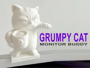 Grumpy Cat with Coffee Mug Monitor Buddy