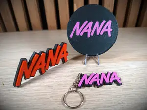 Nana Vertical logo + Keyring + Coaster