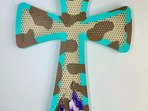 Wall Mounted Cow Print Cross Earring Holder