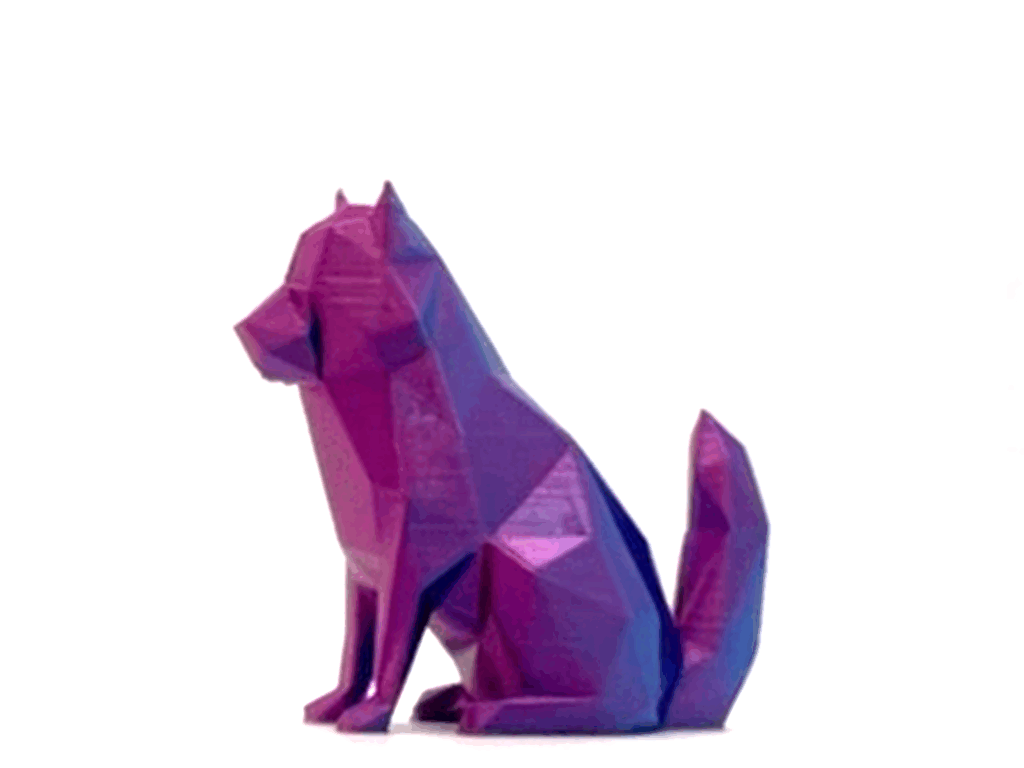 Low poly sitting husky dog