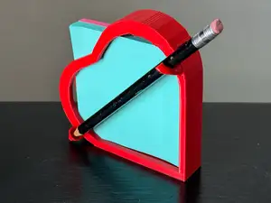 Simple Heart Stickynote Pad Holder With Pencil Pen