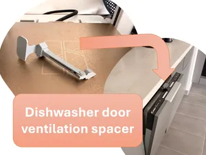 Dishwasher door ventilation spacer