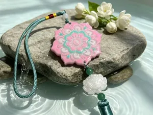 【中式美学】烧玻璃质感花纹禁步&车挂·莲