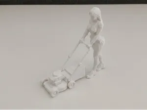 Girl Mowing the Lawn