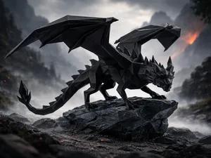 Geometric Dragon – Low Poly Fantasy Sculpture