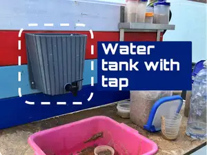 Water tank with tap for mud kitchen or else