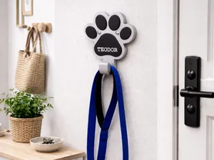 Dog paw, hanger with name.