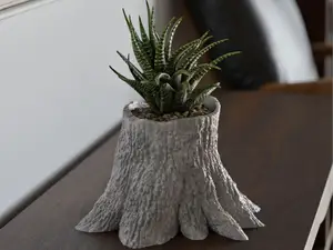 Tree stump flower pot
