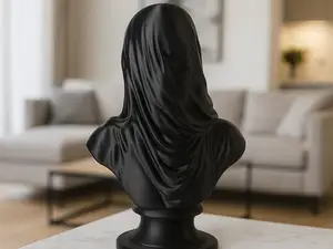 Veiled Black Bust Sculpture – Gothic Art Piece