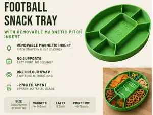 Football Snack Tray with Removable Magnetic Pitch