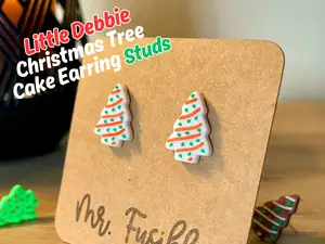 LIttle Debbie Christmas Tree Cake Stud Earrings