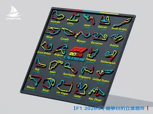 2026年F1赛事日历立体摆件 标注国家赛道名称、日期、起始点方向、MOM标记(沿用DRS区域逻辑)