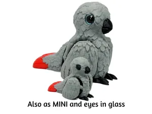 Chibby African grey parrot & MINI/eyes in glass!