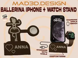 Stand Iphone + watch con ballerina e nome modif.