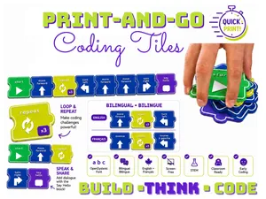 Print-and-Go Code Tiles | Unplugged Coding