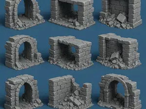 Dungeon Ruined Wall Sections