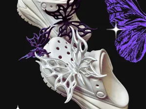 时尚赛博朋克蝴蝶鞋花鳄鱼鞋洞洞鞋CROCS