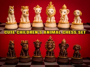Cute Children's Animal Chess Set