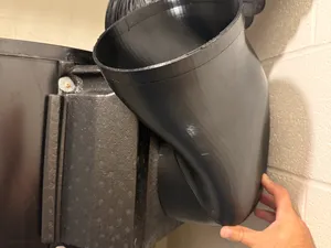 8" slim 90-degree duct elbow M>F
