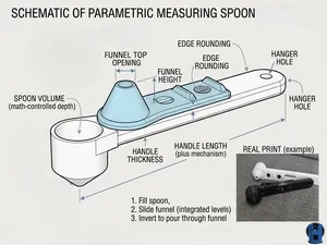 Parametric Funnel Measuring Spoon (Print-In-Place)